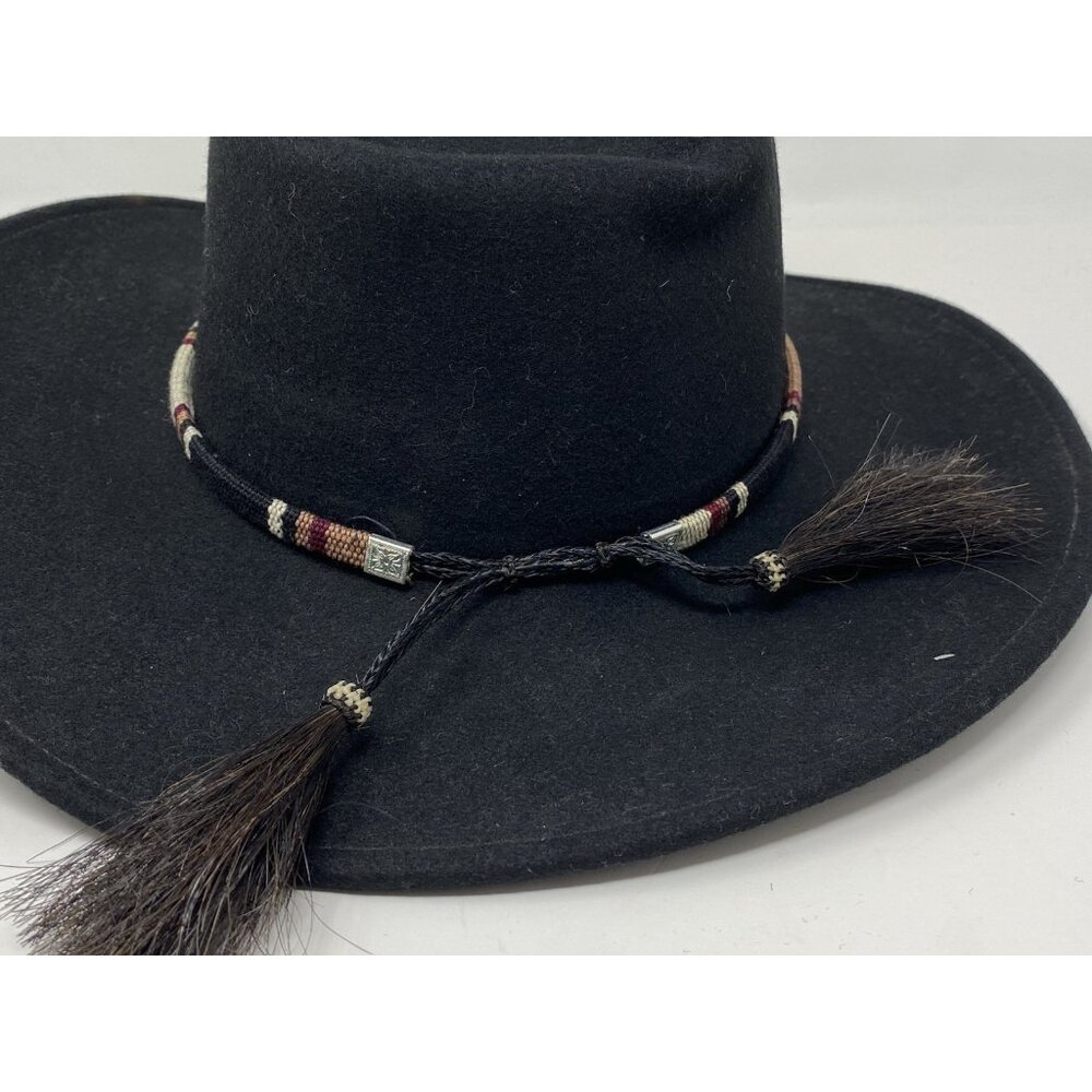 Stetson Crushable Wool Felt Outback Cowboy Hat Size S Black Woven Band Silver - Picture 6 of 13